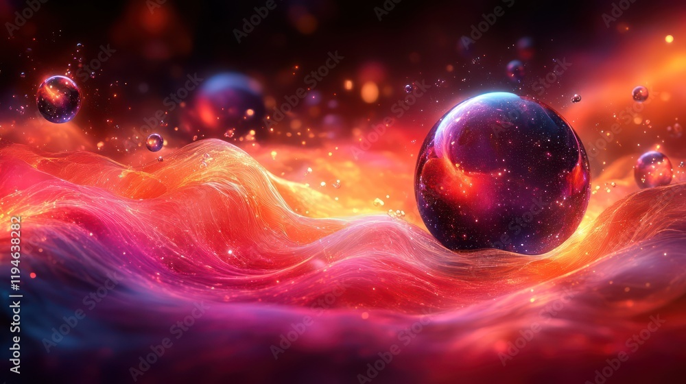 Obraz premium Cosmic Sphere on Vibrant Nebula