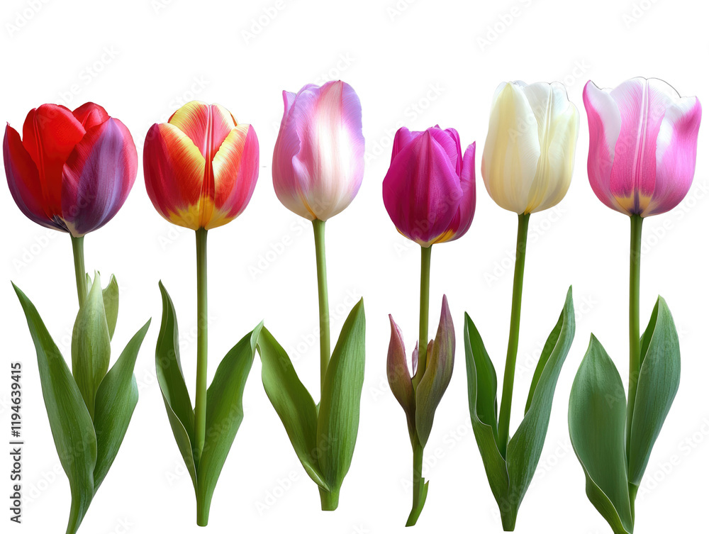 different color tulip flower isolated on white background. different color tulip flower isolated on white background.