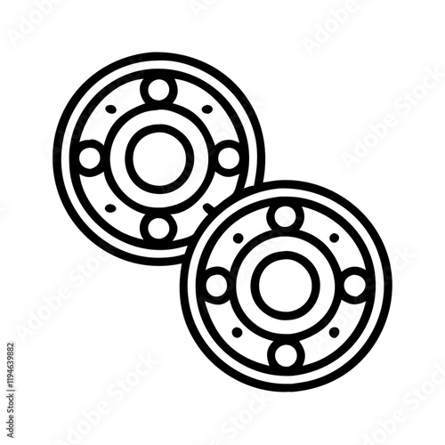 skateboard bearings icon, skateboard bearings line art - simple line art of skateboard bearings, perfect for skateboard bearings logos and icons and themed design 