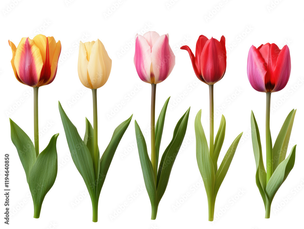 different color tulip flower isolated on white background. different color tulip flower isolated on white background.