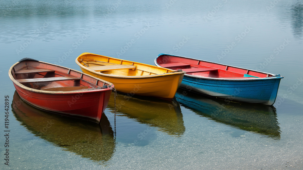 Boats on Clean Blue Sea with Clear Horizon and Sunny Calm Waters Boats on Clean Blue Sea with Clear Horizon and Sunny Calm Waters