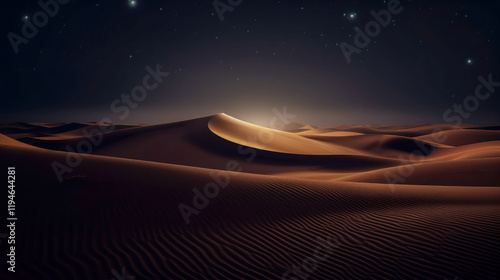 Wallpaper Mural Sand dunes overlooking the sunset, sunrise. Desert at night unde Torontodigital.ca