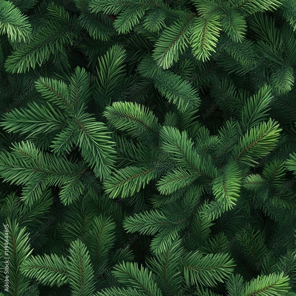 Obraz premium Lush Green Fir Branches in a Detailed 3D Render Showcasing Vibrant Textures and Rich Colors for Natural Backgrounds and Designs