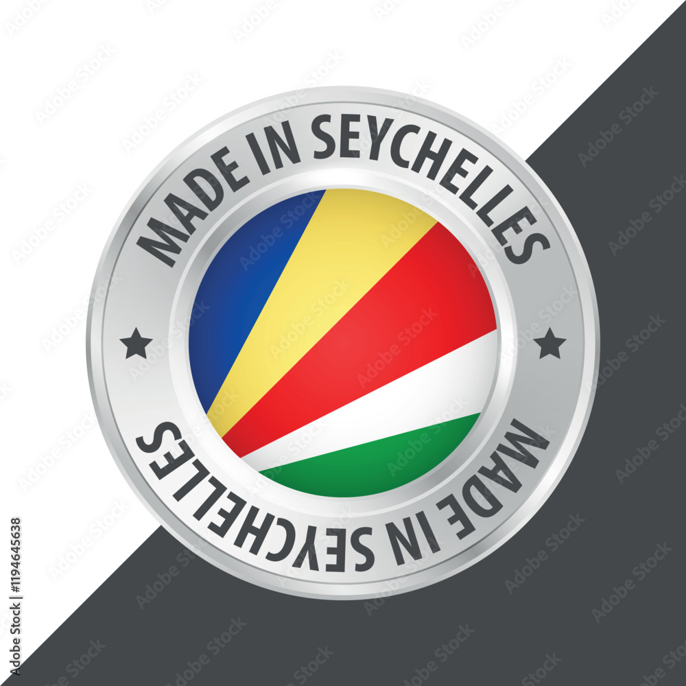 Made in Seychelles badge logo flag sticker 3d vector illustration isolated on white Made in Seychelles badge logo flag sticker 3d vector illustration isolated on white