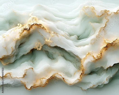 Abstract green and gold marble texture.