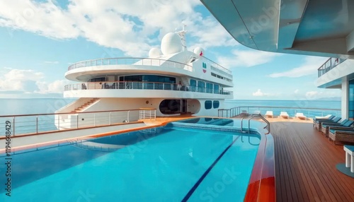 Luxury Cruise Ship Pool Deck: A Tranquil Ocean View photo