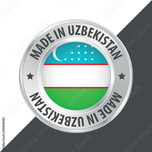 Made in Uzbekistan badge logo flag sticker 3d vector illustration isolated on white Free Download Made in Uzbekistan badge logo flag sticker 3d vector illustration isolated on white - GFXLoad