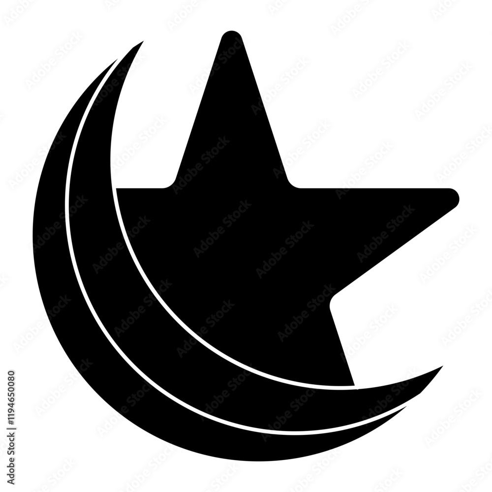 crescent moon star icon solid style crescent moon star icon solid style