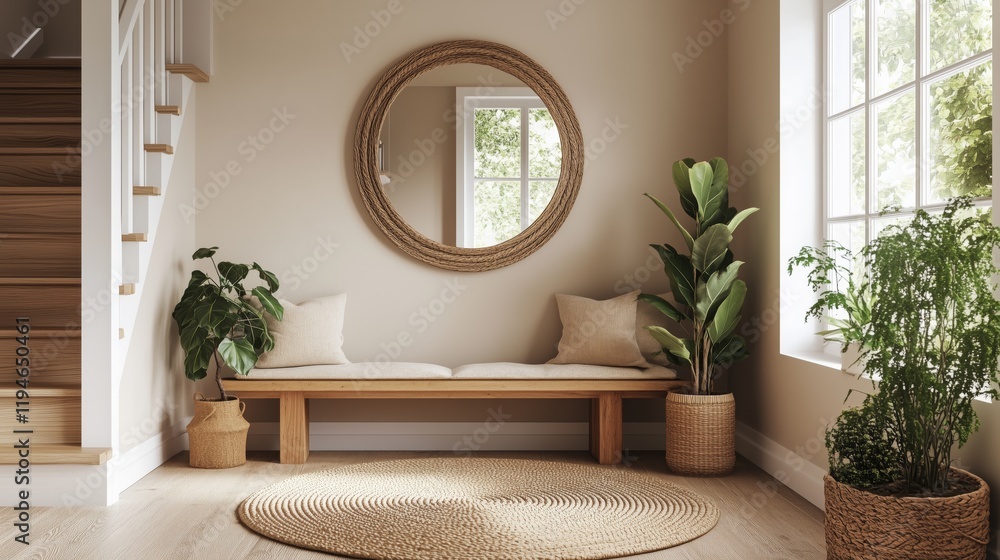 Fototapeta premium Minimalist Entryway with Natural Light and Decor