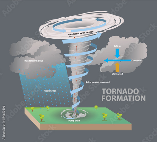 illustration of tornado formation diagram