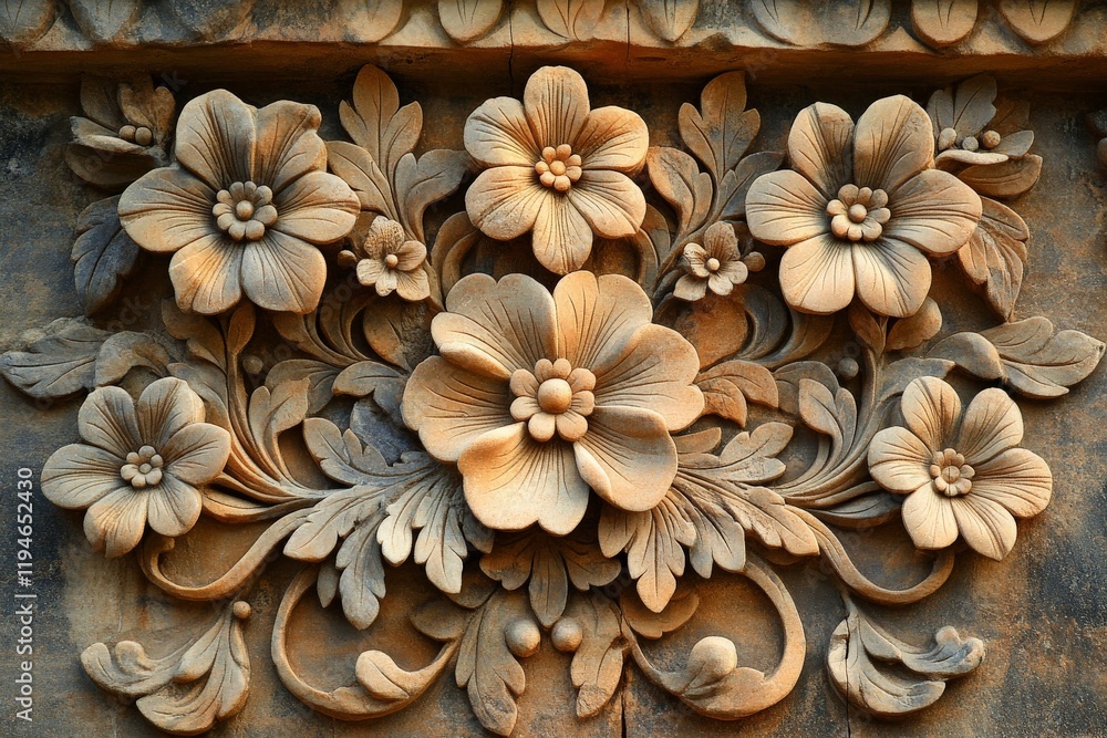 This decorative stone panel captures a harmonious floral arrangement, showcasing the expertise of craftsmen in creating intricate and beautiful floral designs. This decorative stone panel captures a harmonious floral arrangement, showcasing the expertise of craftsmen in creating intricate and beautiful floral designs.