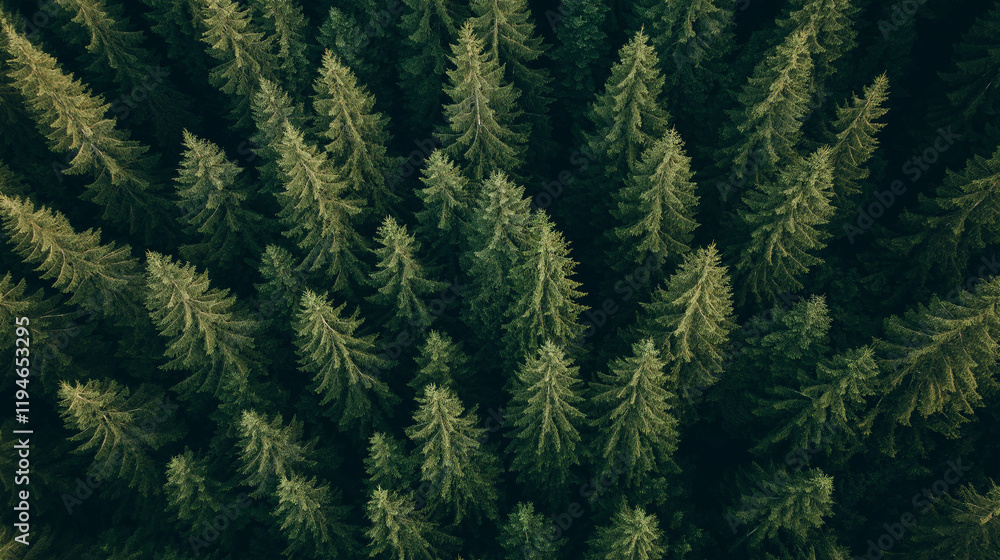 Fototapeta premium Looking Up at Green Tree Tops in a Peaceful Forest Canopy