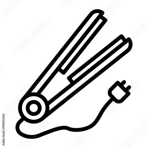 Hair Iron Vector Line Icon Design