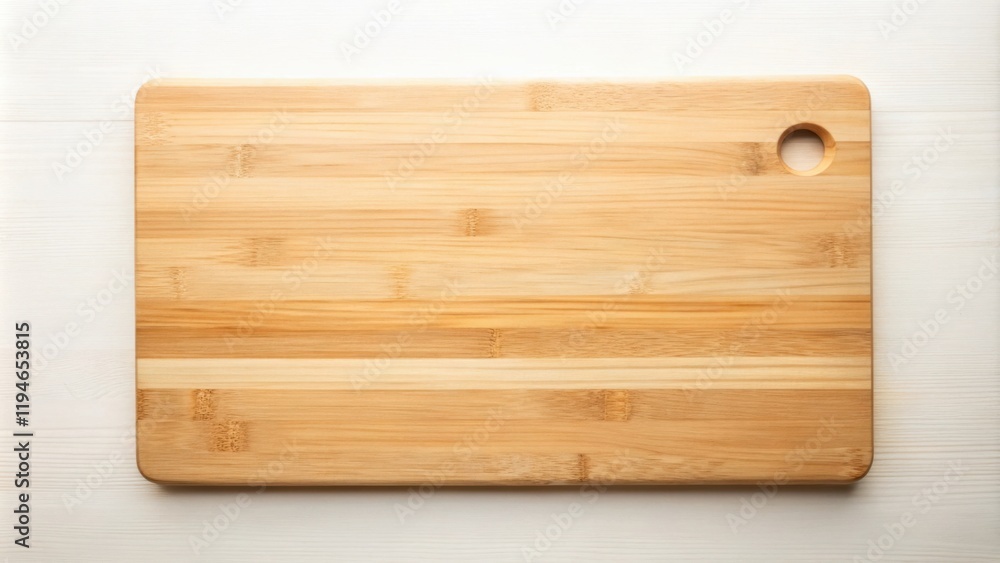 A Simple Rectangular Light Brown Wooden Cutting Board with a Hanging Hole A Simple Rectangular Light Brown Wooden Cutting Board with a Hanging Hole