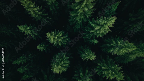 Looking Up at Green Tree Tops in a Peaceful Forest Canopy