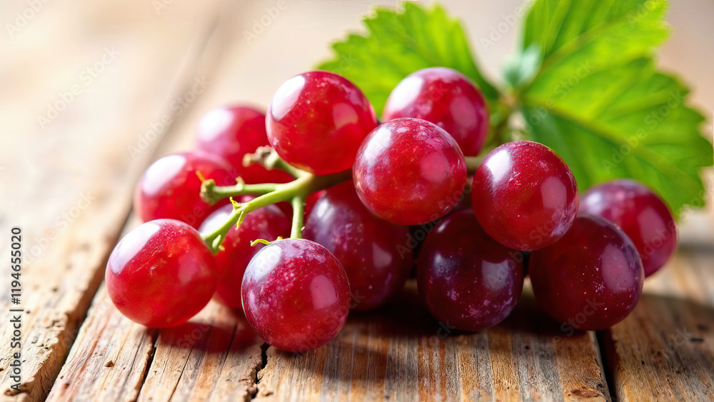Organic Grapes on Natural Wooden Table Organic Grapes on Natural Wooden Table