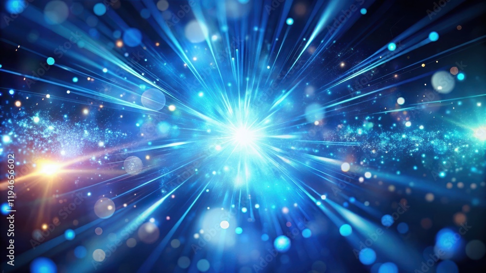 Obraz premium Abstract Radiance Bright Blue Energy Burst with Sparkling Particles and Glowing Lights