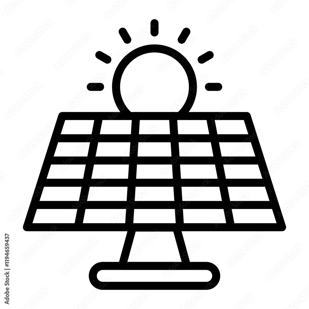 Solar Panel Vector Line Icon Design Solar Panel Vector Line Icon Design