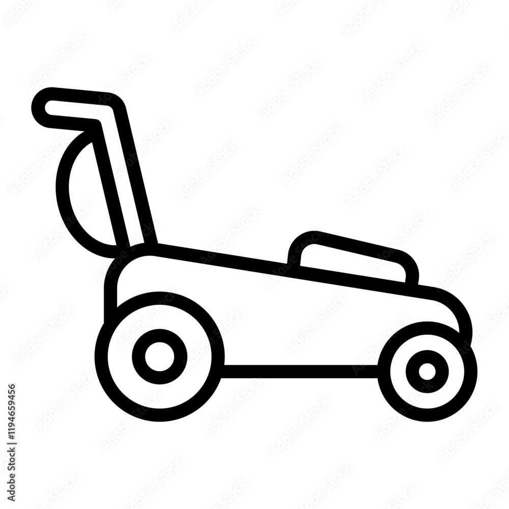 Lawn Mower Vector Line Icon Design Lawn Mower Vector Line Icon Design