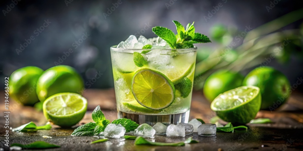 Refreshing Lime and Mint Cocktail in a Glass Refreshing Lime and Mint Cocktail in a Glass