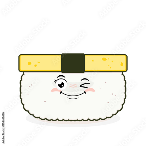 tamago sushi playful face cartoon cute