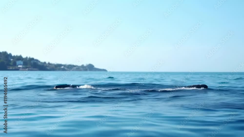 Animated Whale Tail Sinking Beneath the Ocean Surface with Water Droplets Animated Whale Tail Sinking Beneath the Ocean Surface with Water Droplets