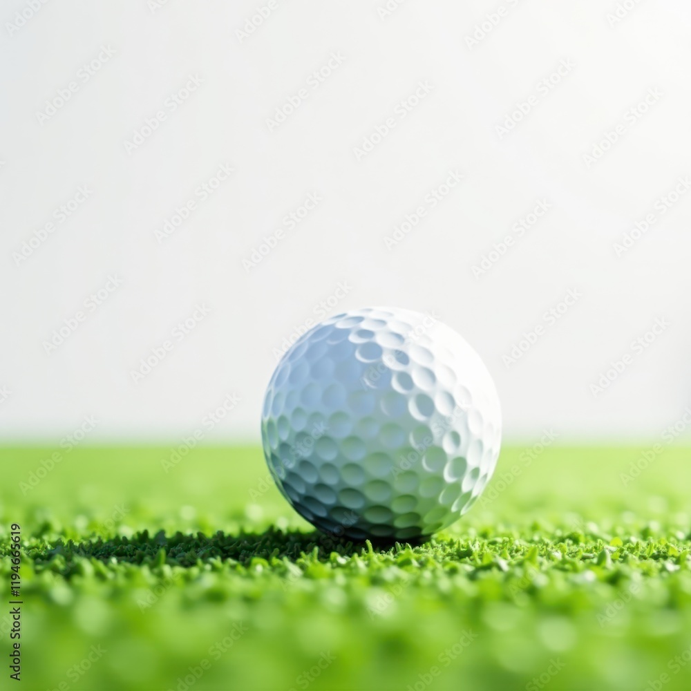 Single golf ball, pristine white background, clipping path included , game, texture