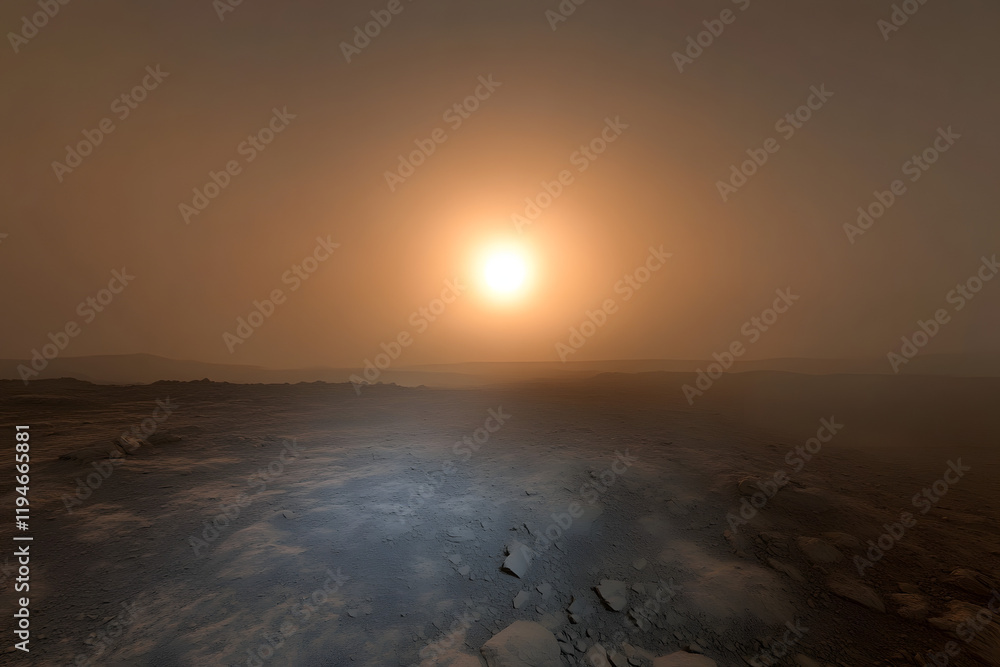Fototapeta premium Detailed High-Resolution Astrophotography of Mars at Sunrise