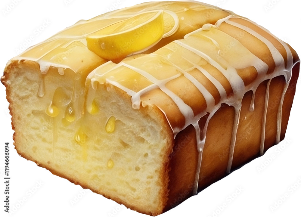 custom made wallpaper toronto digitalLemon loaf cake with sugar icing and lemon slice on top drawing by watercolor