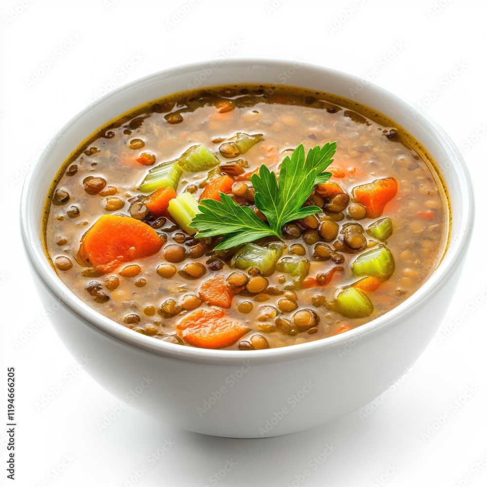 Hearty lentil soup with chunks of organic carrots Hearty lentil soup with chunks of organic carrots
