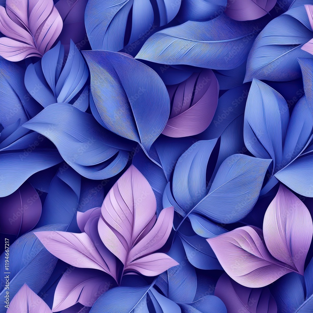 Vibrant 3D Embroidery Design Featuring Repeating Floral Motifs with Detailed Papercut Aesthetic in Shades of Blue and Purple Vibrant 3D Embroidery Design Featuring Repeating Floral Motifs with Detailed Papercut Aesthetic in Shades of Blue and Purple