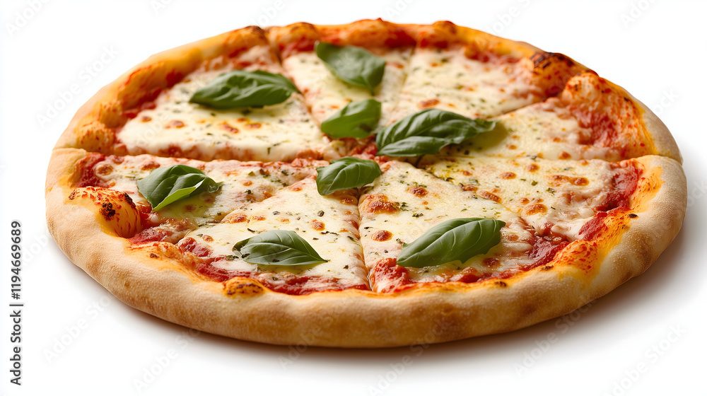 Perfectly Baked Margherita Pizza with Golden Crust, Fresh Mozzarella, and Basil - Classic Italian Cuisine Photography Perfectly Baked Margherita Pizza with Golden Crust, Fresh Mozzarella, and Basil - Classic Italian Cuisine Photography