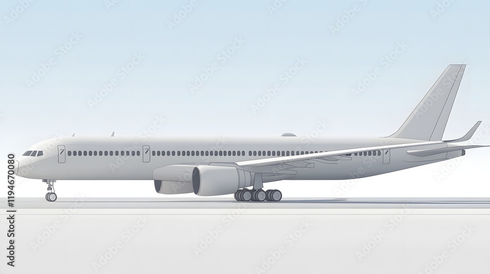 Obraz premium White Airplane On Runway Ground View
