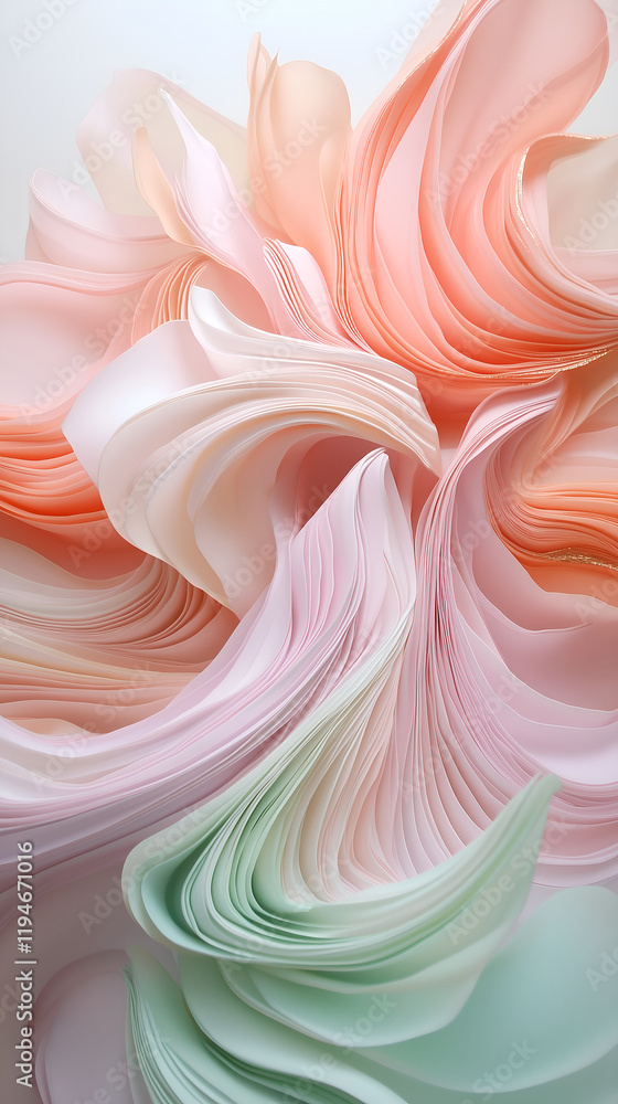 Pastel origami waves with metallic accents Pastel origami waves with metallic accents