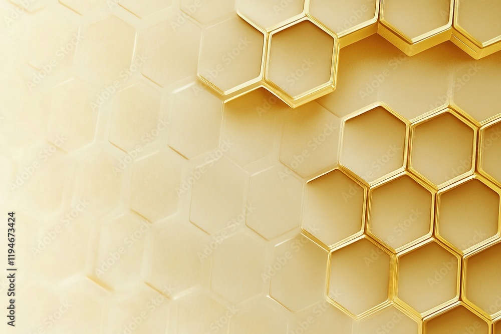 Hexagonal patterns create a visually appealing texture in shades of gold on a light background Hexagonal patterns create a visually appealing texture in shades of gold on a light background