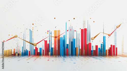 Abstract white background with Colorful charts and graphs with statistics to innovative analyze business potential and forecast future development of companies growth.
