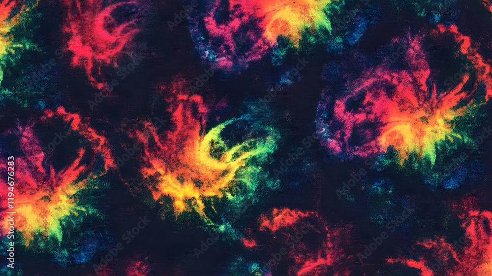 71. A psychedelic tie-dye pattern with swirling rainbow colors on a dark background 71. A psychedelic tie-dye pattern with swirling rainbow colors on a dark background