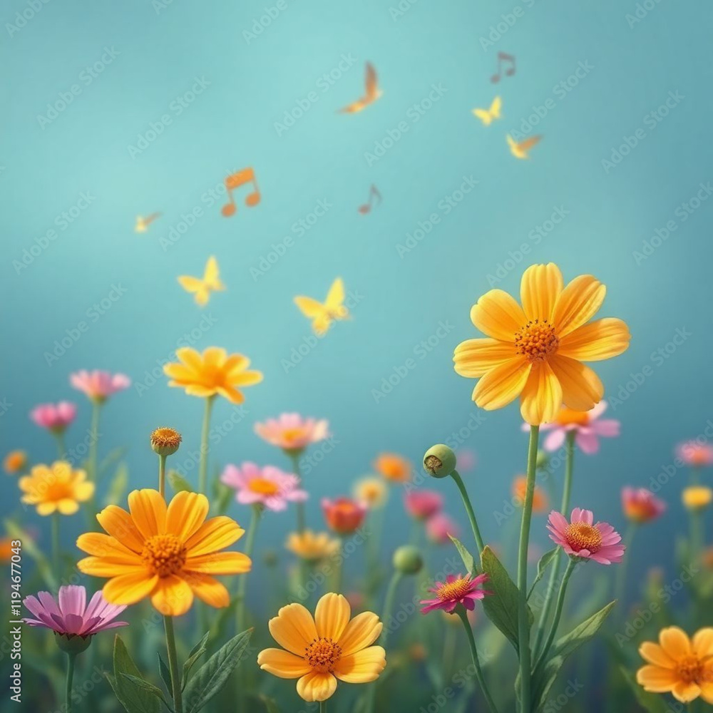 Obraz premium A garden where musical flowers sing melodies as they bloom