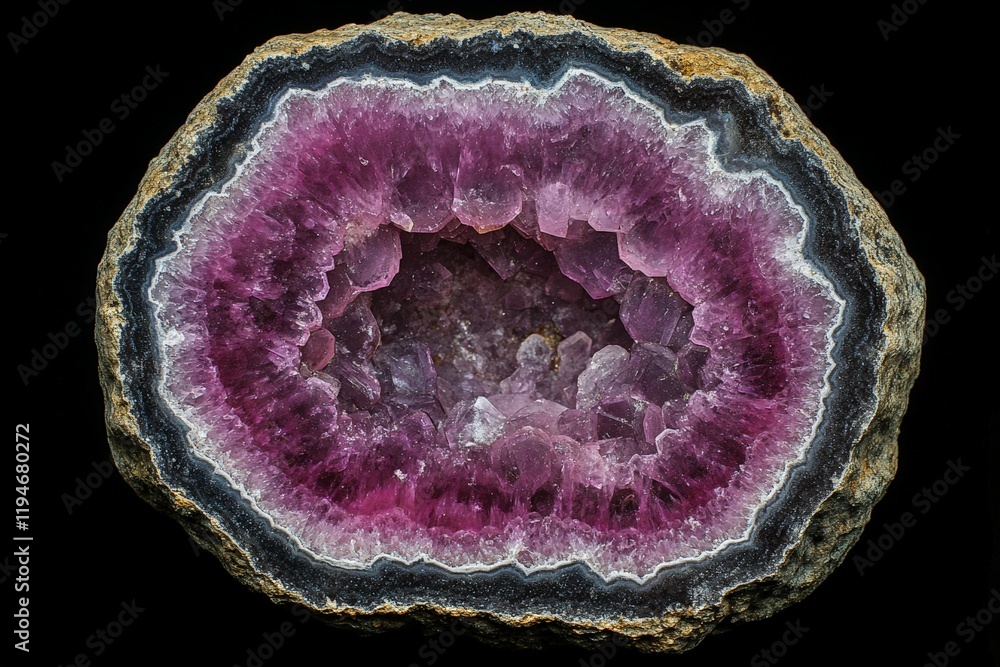 This close-up of a vibrant purple geode reveals its stunning natural crystal formations, surrounded by contrasting colors and textures that captivate the eye. This close-up of a vibrant purple geode reveals its stunning natural crystal formations, surrounded by contrasting colors and textures that captivate the eye.