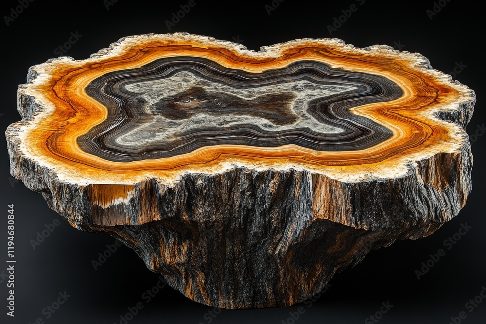 A remarkable piece of fossilized wood, displaying a stunning mix of earthy hues and intricate grain patterns, adding a touch of ancient artistry. A remarkable piece of fossilized wood, displaying a stunning mix of earthy hues and intricate grain patterns, adding a touch of ancient artistry.