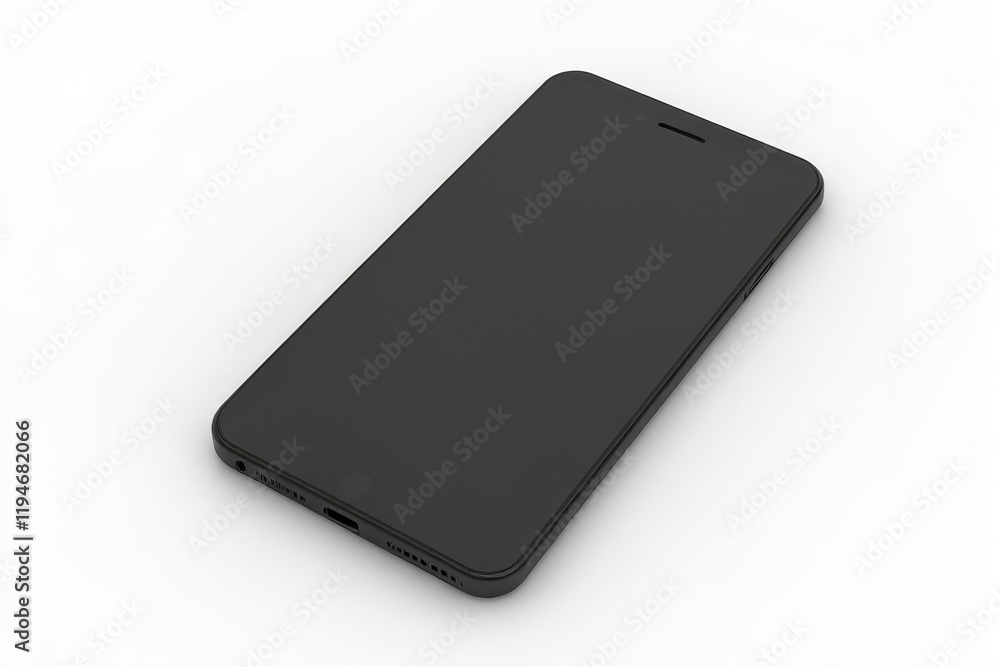A sleek smartphone with a clean white background A sleek smartphone with a clean white background