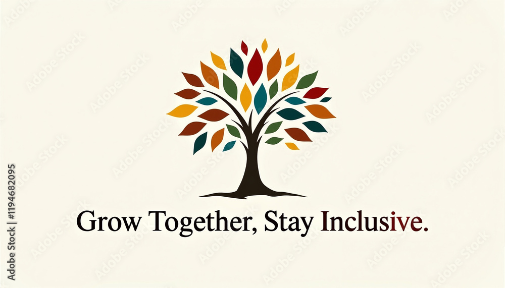 Obraz premium Growth-oriented tree design with inclusive message