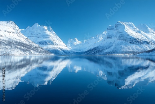 Wallpaper Mural Majestic snow capped mountains reflected in a tranquil lake Torontodigital.ca