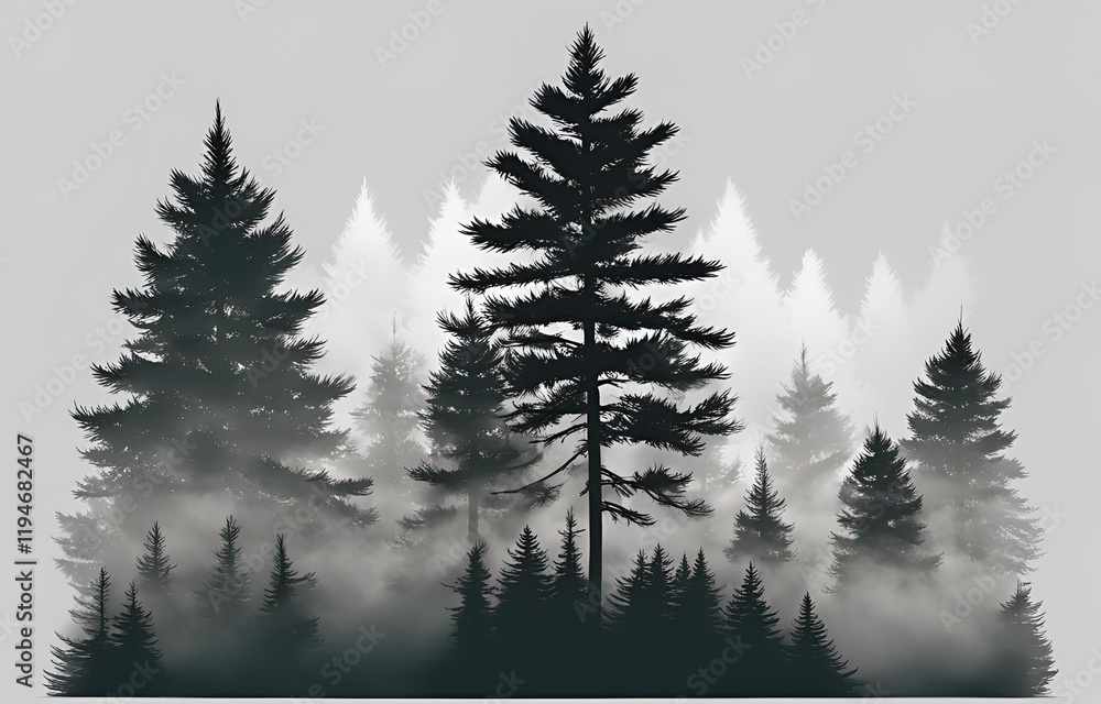 Obraz premium a dense forest shrouded in fog