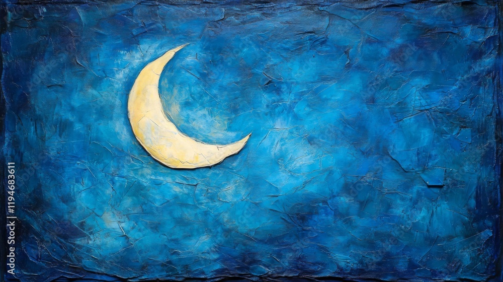 Fototapeta premium Crescent Moon Night Sky Abstract Painting