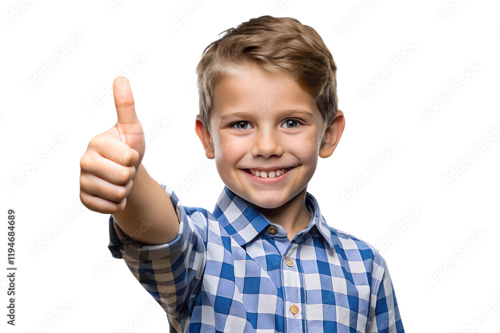 Cheerful smiling young boy showing thumb up isolated on transparent background Cheerful smiling young boy showing thumb up isolated on transparent background