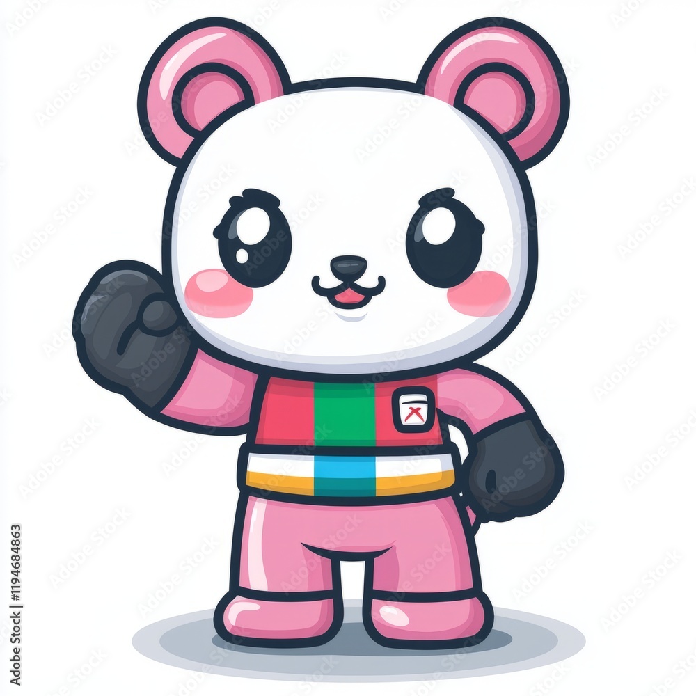 Obraz premium Adorable Panda Mascot Wearing a Colorful Outfit