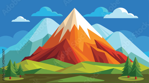 Mountains and trees landscape. Vector illustration
