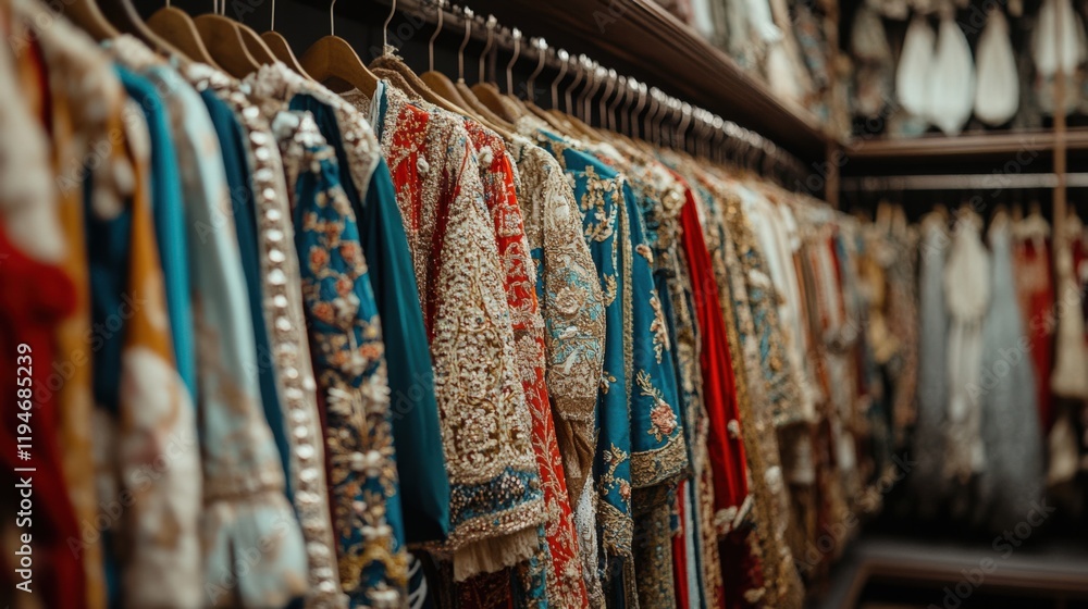Vibrant Collection of Colorful Dresses on Display in a Retail Store Vibrant Collection of Colorful Dresses on Display in a Retail Store
