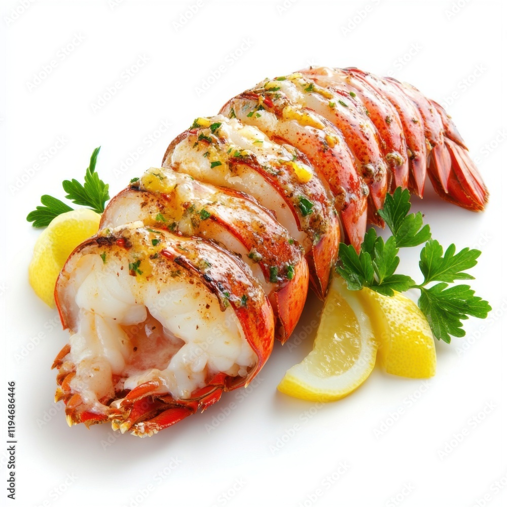 Lobster Tail with Garlic Butter and Lemon Wedges Lobster Tail with Garlic Butter and Lemon Wedges